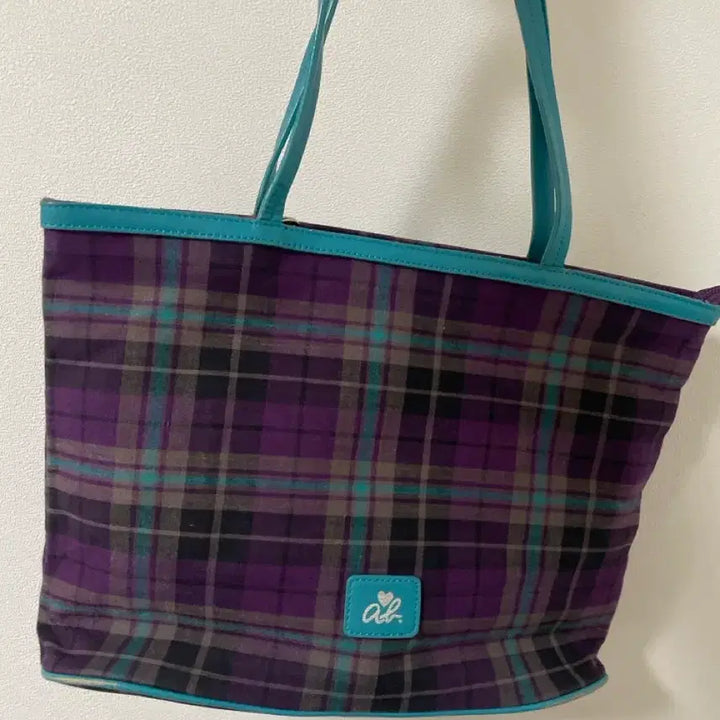 [BUNJANG] Agnès b. Voyage Leather Check Tote Bag / 명품 아네스베 소가죽 체크 천가방(제안x)