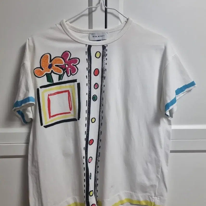 [BUNJANG] Mira Mikati White Printed T-shirt / 미라미카티 화이트 프린팅 반팔 티셔츠 면티 스몰 36 mira mikat