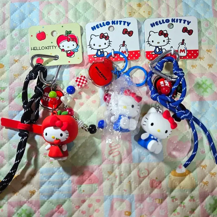 [BUNJANG] Hello Kitty Figure Rope Keyring Bundle Set / 새상품 ) 헬로키티 피규어 로프 키링 일괄