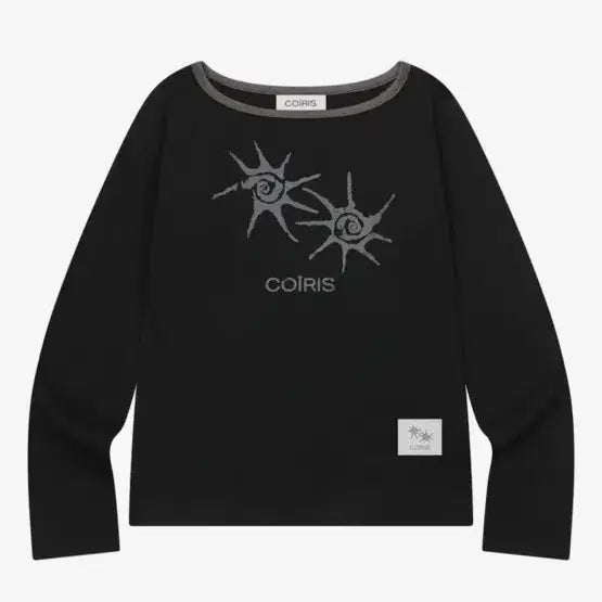 [SOLD OUT] 코이리스 솔루나 원 숄더 배색 긴팔티 블랙