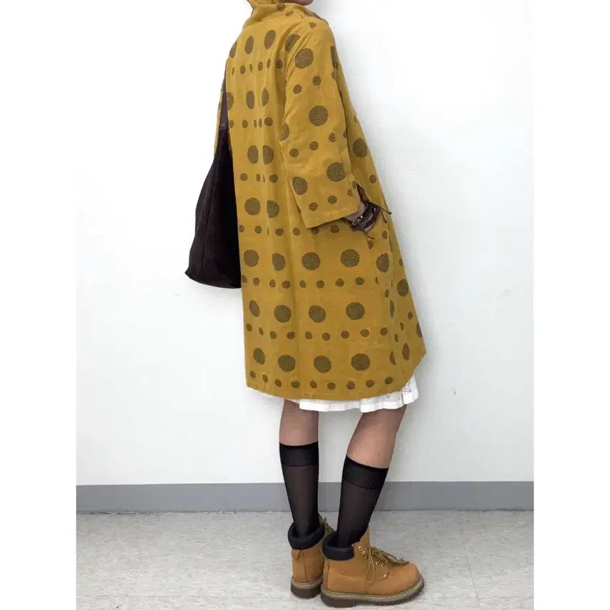 [SOLD OUT] 일본빈티지 에스닉 보헤미안 히피 도트 터틀넥 반팔 원피스