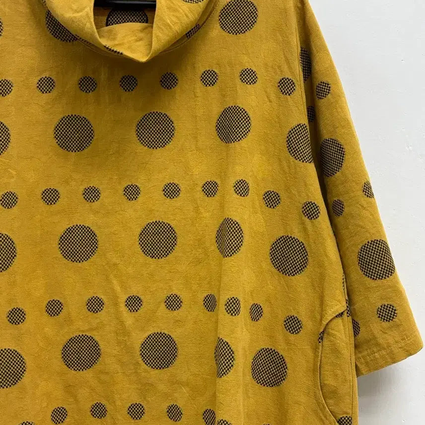 [SOLD OUT] 일본빈티지 에스닉 보헤미안 히피 도트 터틀넥 반팔 원피스