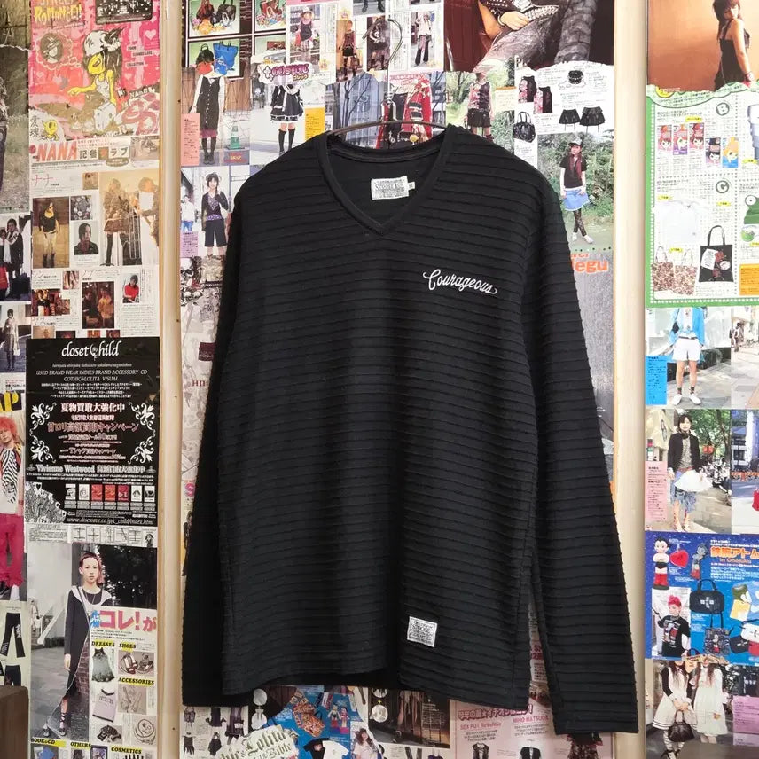 [SOLD OUT] JPN 스트라이프 자수 롱슬리브