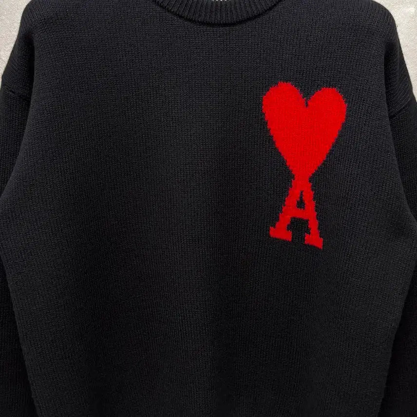 [BUNJANG] Ami Virgin Wool Big Heart Intarsia Knit Sweater Black S / 아미 버진울 빅하트 인타르시아 니트 블랙 S