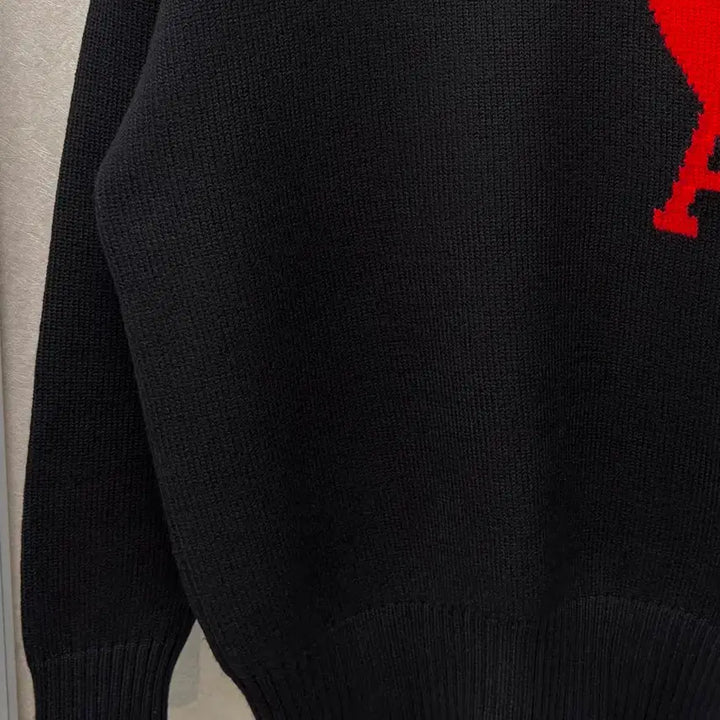 [BUNJANG] Ami Virgin Wool Big Heart Intarsia Knit Sweater Black S / 아미 버진울 빅하트 인타르시아 니트 블랙 S