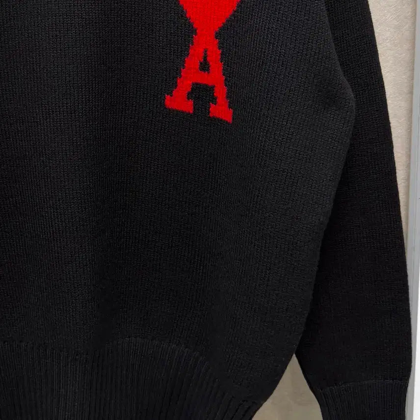[BUNJANG] Ami Virgin Wool Big Heart Intarsia Knit Sweater Black S / 아미 버진울 빅하트 인타르시아 니트 블랙 S