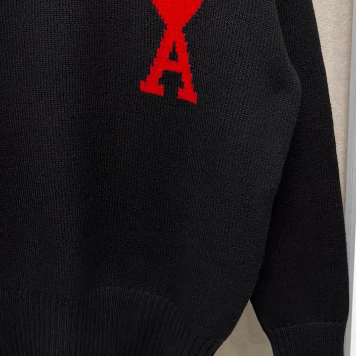 [BUNJANG] Ami Virgin Wool Big Heart Intarsia Knit Sweater Black S / 아미 버진울 빅하트 인타르시아 니트 블랙 S