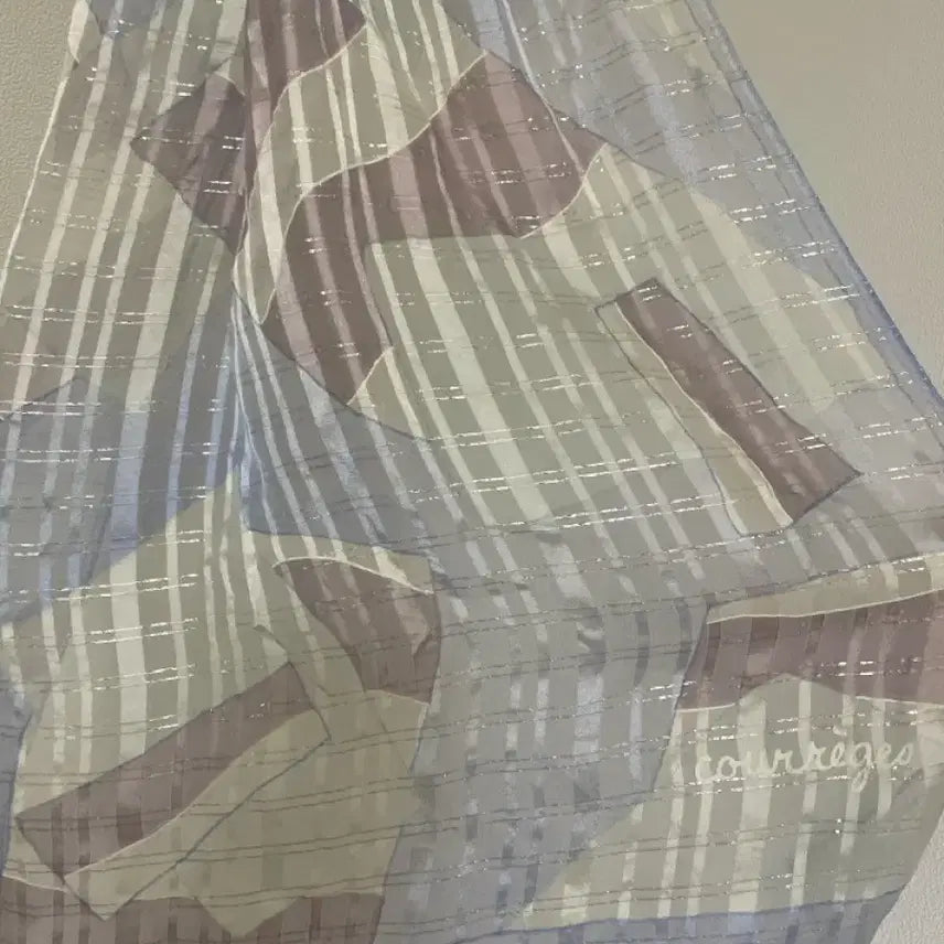 [BUNJANG] Courrèges Silk Scarf / 정품)꾸레쥬 실크100 은사반짝이 스카프