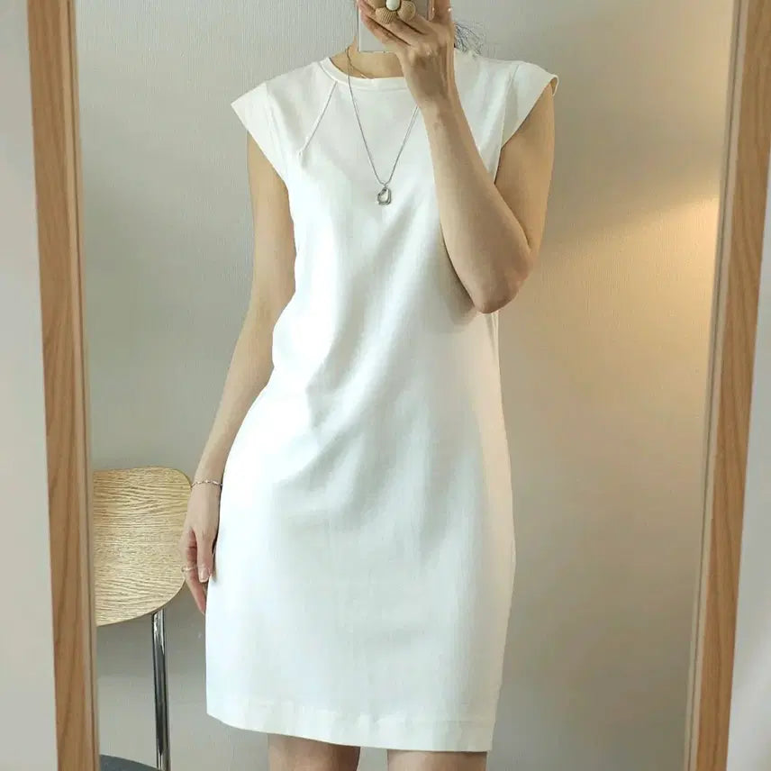 [BUNJANG] MANGO Sleeveless Dress / (L)MANGO 여성 민소매 원피스 아이보리 L1W3010