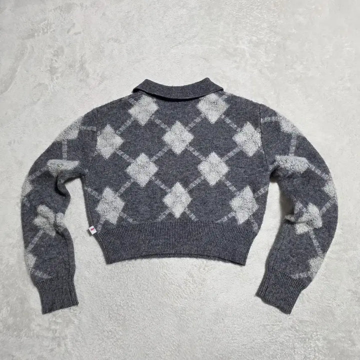 [BUNJANG] Ordinary Holiday Argyle Crop Collar Knit Top / (F)여성 오디너리홀리데이 아가일 크롭 카라니트
