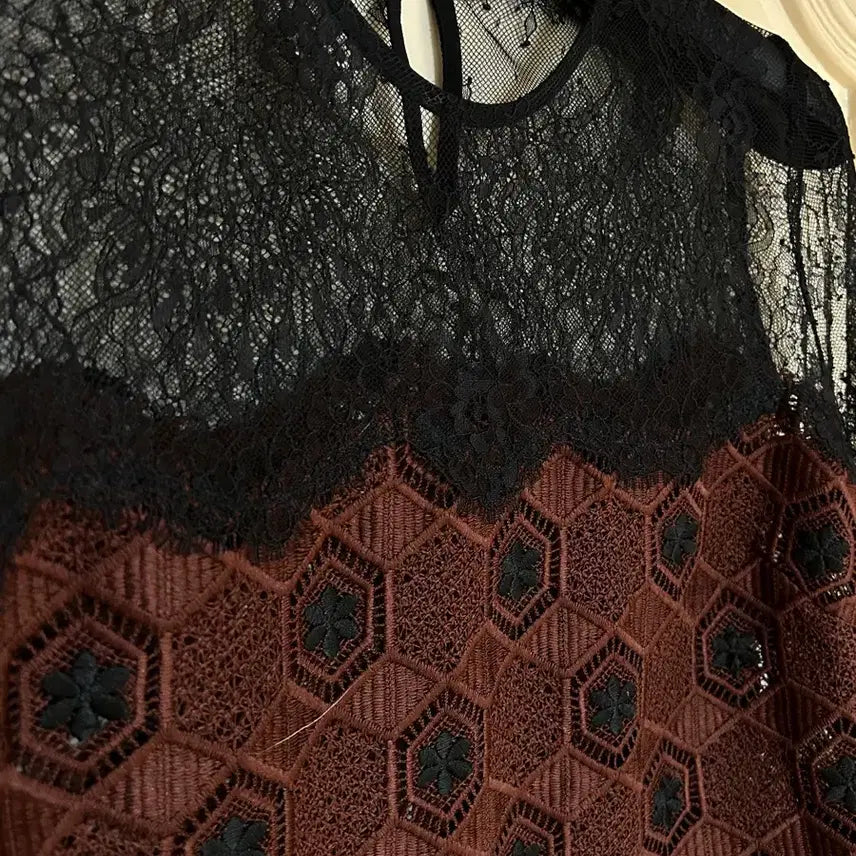 [BUNJANG] Sandro Lace Sheer Blouse / 산드로 레이스 시어 블라우스