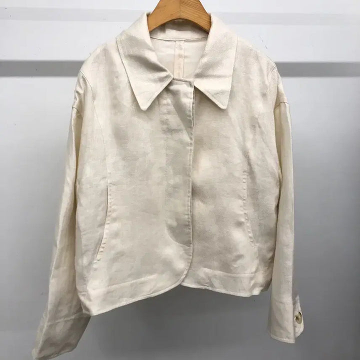 [BUNJANG] The Edge Linen 100% Short Jacket Oatmeal 55 / 더엣지 린넨100 숏 자켓 오트밀 55