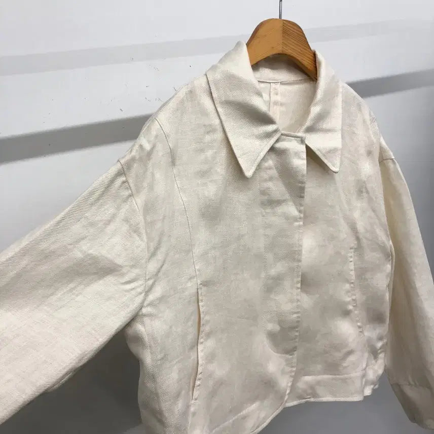 [BUNJANG] The Edge Linen 100% Short Jacket Oatmeal 55 / 더엣지 린넨100 숏 자켓 오트밀 55
