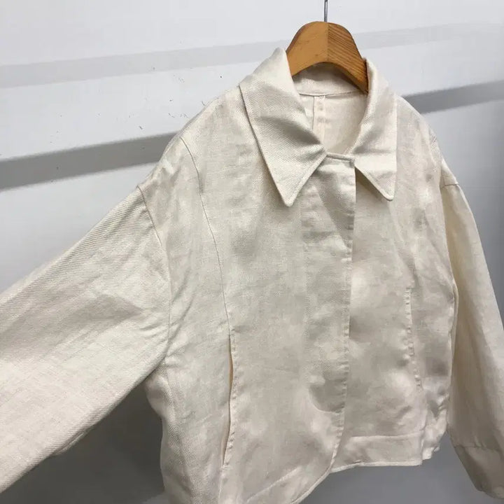 [BUNJANG] The Edge Linen 100% Short Jacket Oatmeal 55 / 더엣지 린넨100 숏 자켓 오트밀 55