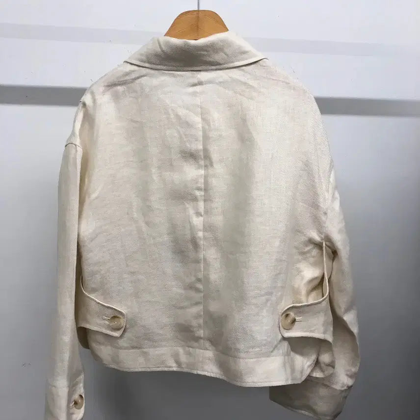[BUNJANG] The Edge Linen 100% Short Jacket Oatmeal 55 / 더엣지 린넨100 숏 자켓 오트밀 55