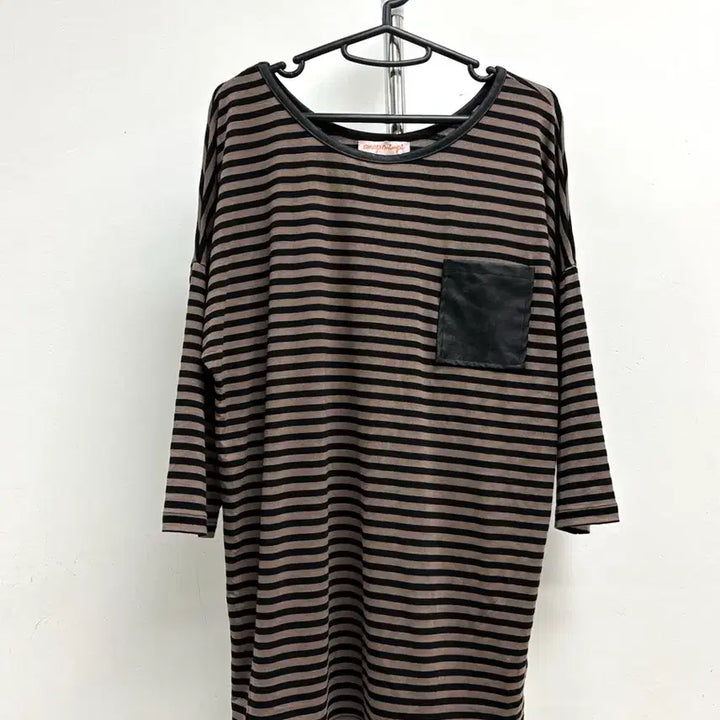 [BUNJANG] Anap Mimpi Stripe Brown T-Shirt / 일본빈티지 데드스탁 모리걸 모리룩 스트라이프 브라운 반팔 티셔츠