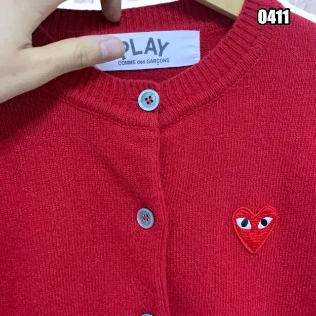 [BUNJANG] Comme des Garcons Burgundy Heart Cardigan / M 꼼데가르송 버건디 하트 가디건