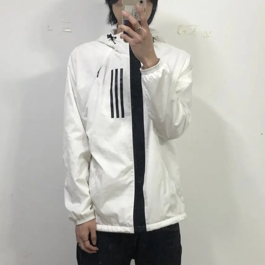 [BUNJANG] Adidas White Windbreaker Jacket / 아디다스 화이트 바람막이