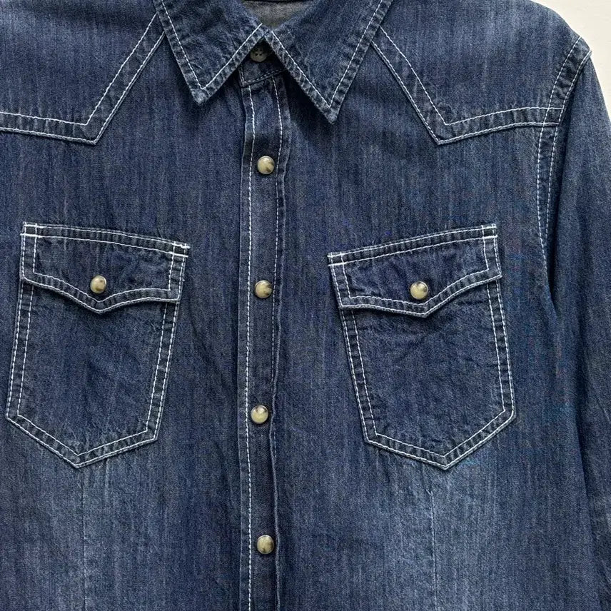 [BUNJANG] JUNGLE STORM Vintage Denim Western Shirt / 일본빈티지 중청 진청 데님 웨스턴 셔츠