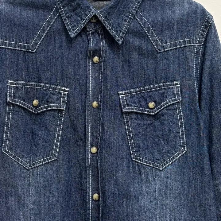 [BUNJANG] JUNGLE STORM Vintage Denim Western Shirt / 일본빈티지 중청 진청 데님 웨스턴 셔츠