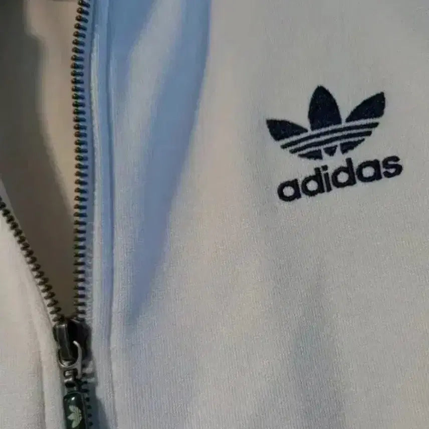 [BUNJANG] Adidas White Navy Track Top Jersey Zip-up (Size L) / 아디다스 화이트 네이비 트랙탑 저지 져지집업 100/L