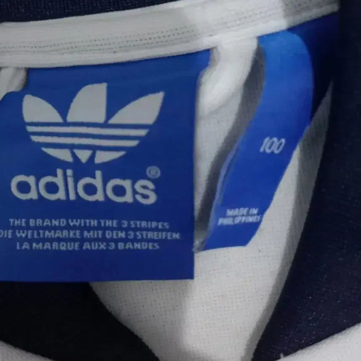 [BUNJANG] Adidas White Navy Track Top Jersey Zip-up (Size L) / 아디다스 화이트 네이비 트랙탑 저지 져지집업 100/L
