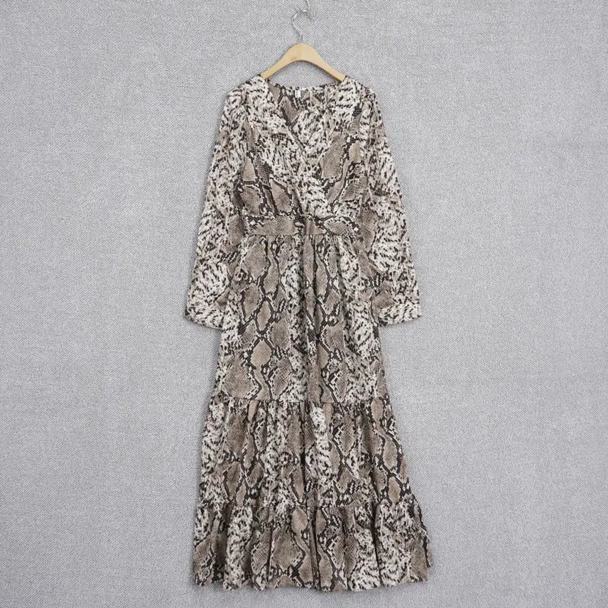 [BUNJANG] 758 Snake Print Wrap Dress / 세븐파이브에잇 여성 스네이크 뒷밴딩 랩 원피스 free