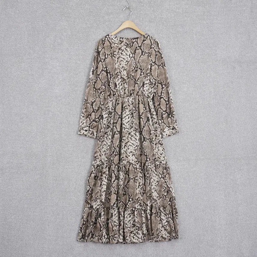 [BUNJANG] 758 Snake Print Wrap Dress / 세븐파이브에잇 여성 스네이크 뒷밴딩 랩 원피스 free