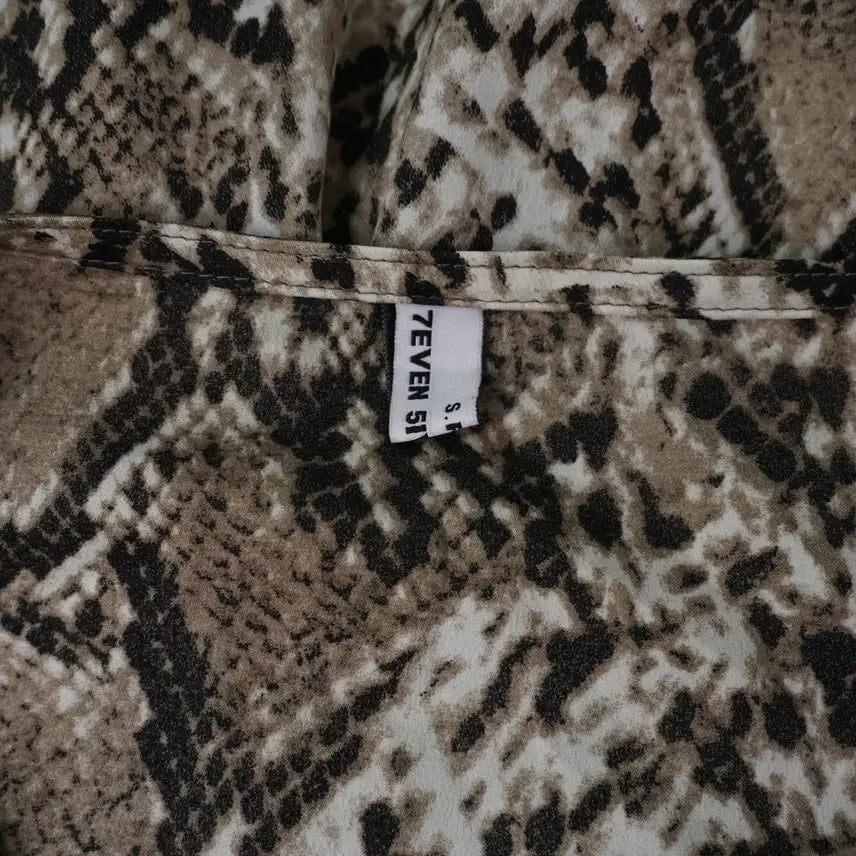 [BUNJANG] 758 Snake Print Wrap Dress / 세븐파이브에잇 여성 스네이크 뒷밴딩 랩 원피스 free