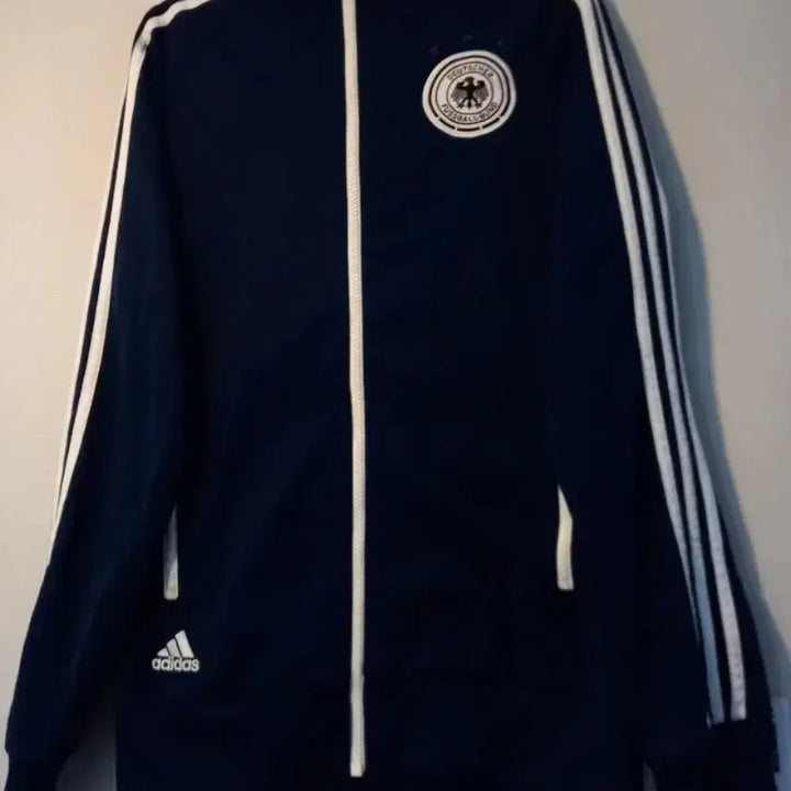 [BUNJANG] Adidas Navy Track Top Jacket / 아디다스 대장급 독일 네이비 남흰 트랙탑 저지 져지집업 85/XS