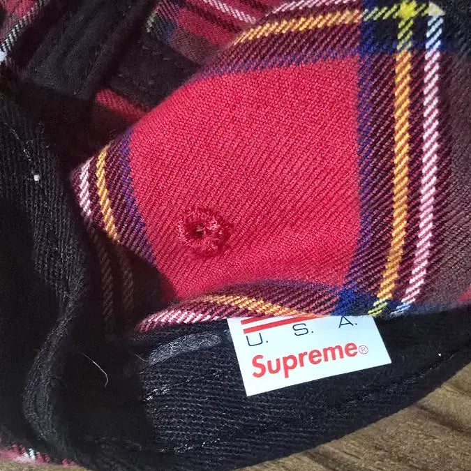 [BUNJANG] Supreme Washed Chino Twill Camp Cap - Red Tartan / 슈프림 워시드 치노 트윌 캠프캡 레드 타탄 - 20FW