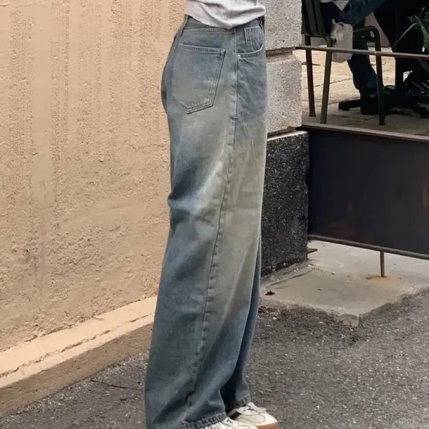 [BUNJANG] OOTJ Vintage High-Waist Wide Denim Pants M / OOTJ 하이웨스트 빈티지 와이드 데님 팬츠 M