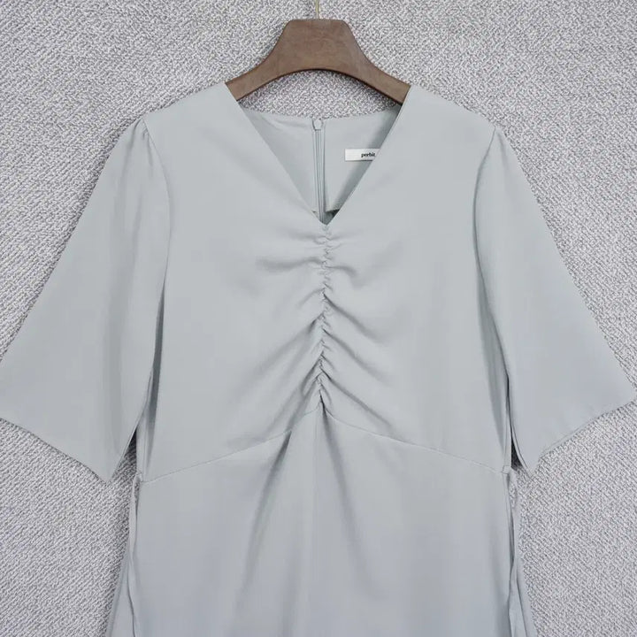 [BUNJANG] Perbit Shirred A-Line Belted Dress / Perbit 여성 셔링 A라인 5부 벨트 원피스 free