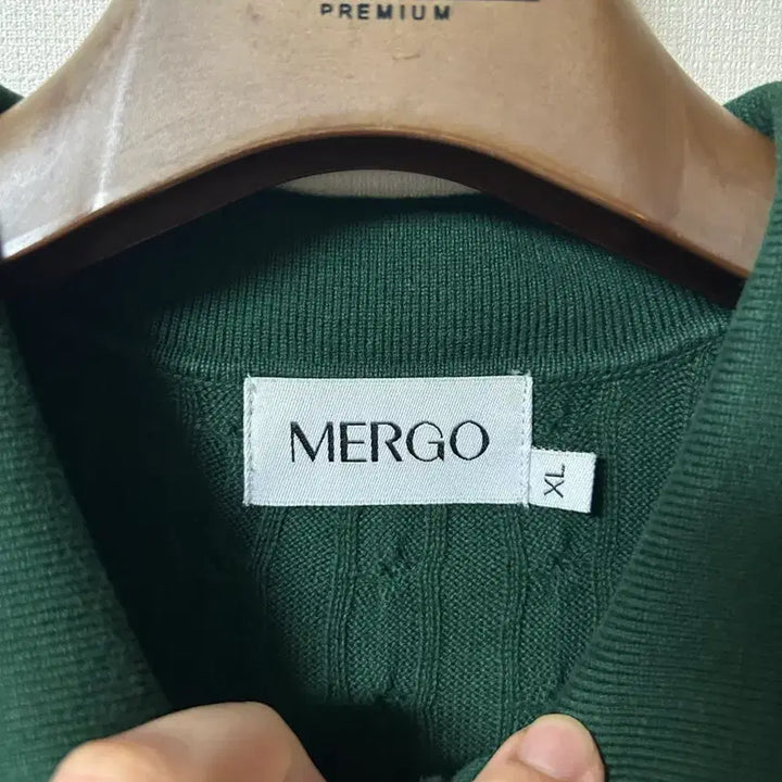 [BUNJANG] Mergo Cable Collar Short-Sleeve Knit Top / 메르고 케이블 카라 반팔 니트 에버그린 XL