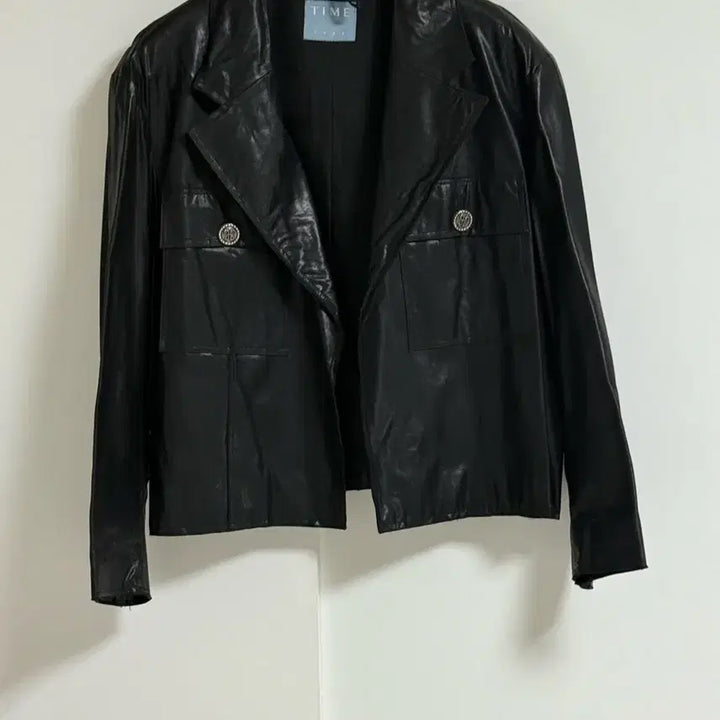 [BUNJANG] TIME Black Thin Natural Leather Cardigan Jacket / TIME 타임 블랙 얇은 천연가죽 가디건 자켓