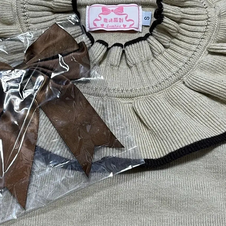 [SOLD OUT] 타오바오 프릴 니트 모카 / 라떼갸루 엔젤릭프리티 로리타 양산형