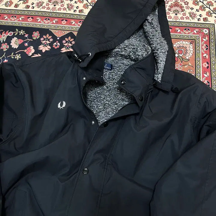[BUNJANG] Fred Perry Fleece Lined Hooded Long Windbreaker Parka M / 프레드페리 이너 플리스안감 후드 롱 바람막이 파카 M/95