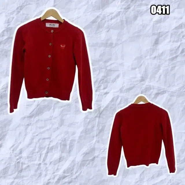 [BUNJANG] Comme des Garcons Burgundy Heart Cardigan / M 꼼데가르송 버건디 하트 가디건