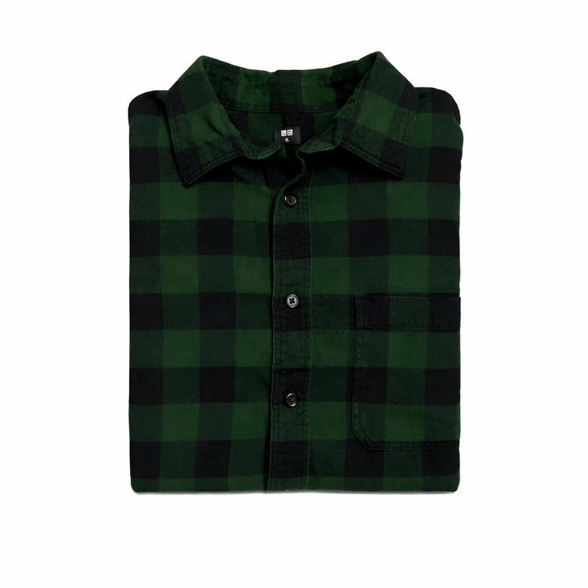 [SOLD OUT] JPN 일본 빈티지 클래식 워크웨어 유니클로 그린 플란넬 체크 셔츠 XL