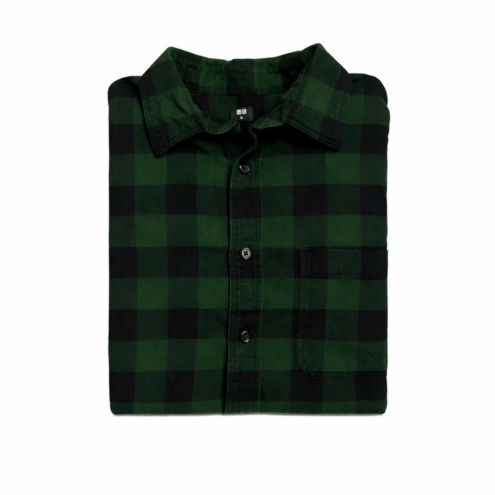 [SOLD OUT] JPN 일본 빈티지 클래식 워크웨어 유니클로 그린 플란넬 체크 셔츠 XL