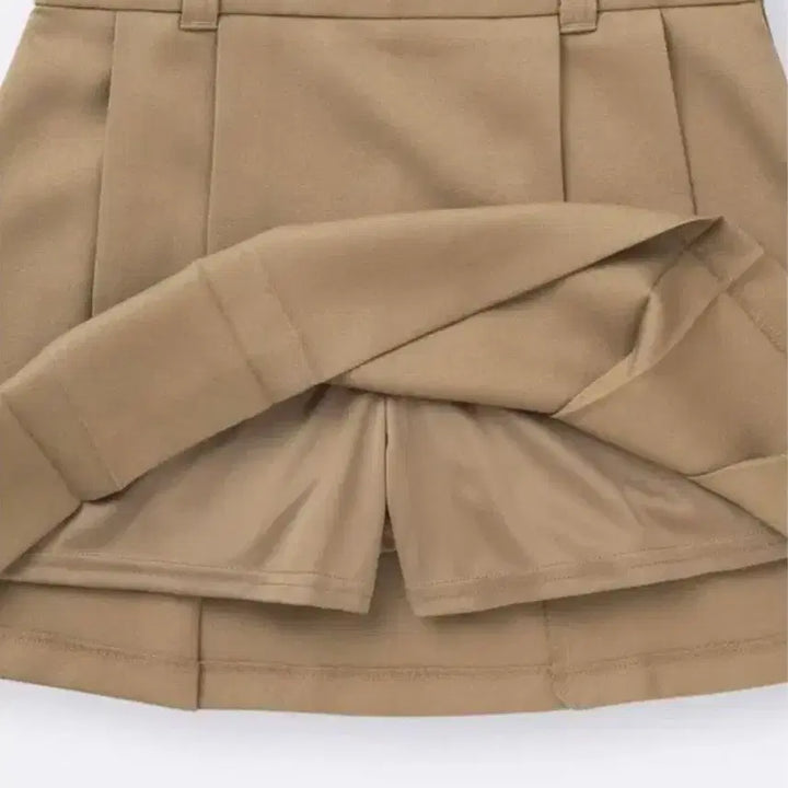 [BUNJANG] GU Side Pleats Skirt Beige / 지유 GU 사이드 플리츠 미니스커트 치마 (베이지)