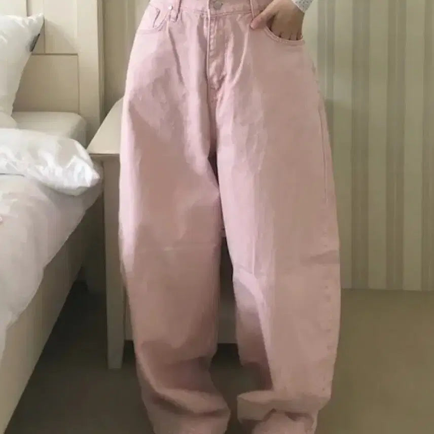 [BUNJANG] Heart Pocket Balloon Wide Long Denim Pants / 하트포켓 벌룬와이드 롱데님팬츠