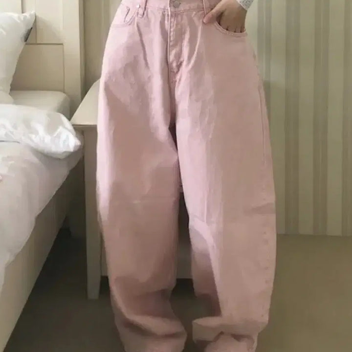[BUNJANG] Heart Pocket Balloon Wide Long Denim Pants / 하트포켓 벌룬와이드 롱데님팬츠