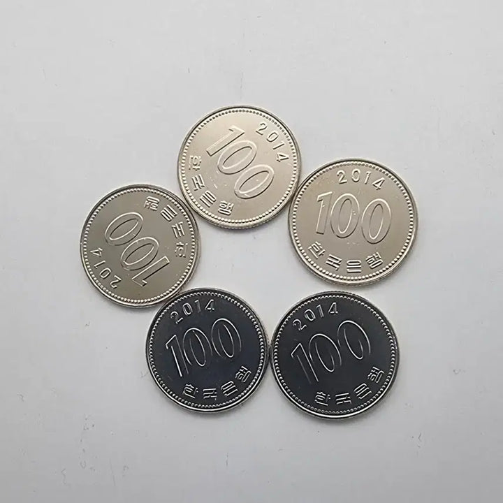 [BUNJANG] 2014 Uncirculated 100 Won Coins (Set of 5) / 2014년 미사용100주화 5개