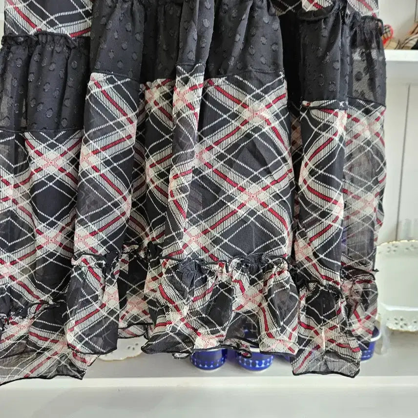 [SOLD OUT] 체크 캉캉 도트쉬폰 원피스