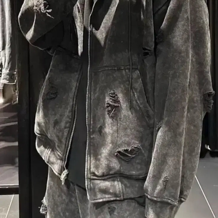 [BUNJANG] Juun.J Broken Hooded Zip-up - L Size / 준지 /23fw 디스 브로큰 후드집업 /L사