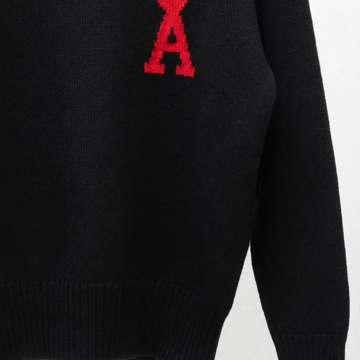 [BUNJANG] Ami Virgin Wool Big Heart Intarsia Knit Sweater Black S / 아미 버진울 빅하트 인타르시아 니트 블랙 S
