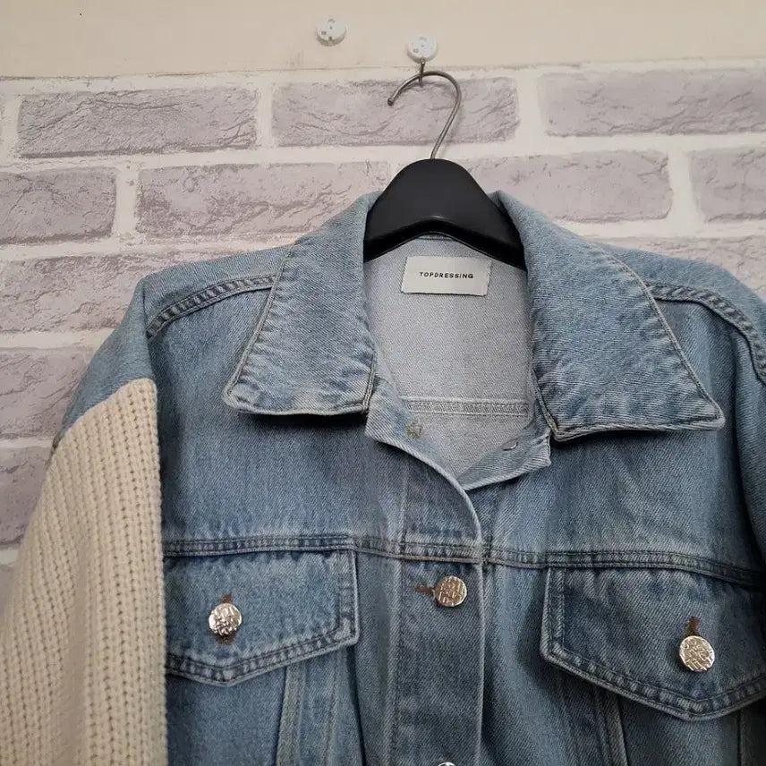 [BUNJANG] TOPDRESSING Knit Sleeve Cropped Denim Jacket / TOPDRESSING 니트소매 데님자켓/알뜰한여우