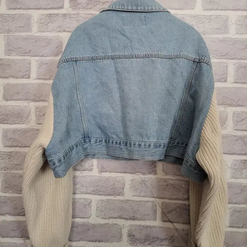 [BUNJANG] TOPDRESSING Knit Sleeve Cropped Denim Jacket / TOPDRESSING 니트소매 데님자켓/알뜰한여우