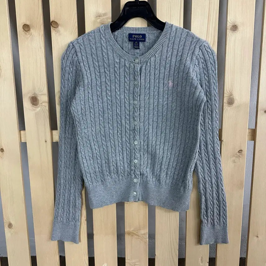 [BUNJANG] Polo Ralph Lauren Cable Knit Cardigan / (S) 폴로 랄프로렌 핑크 그레이 케이블 니트 가디건
